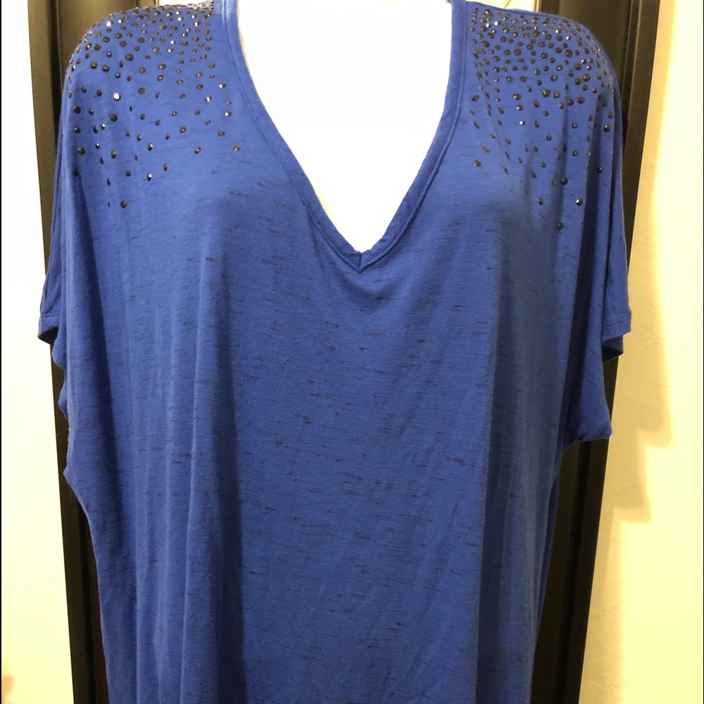 Blue with black dots. Eyeshadow brand